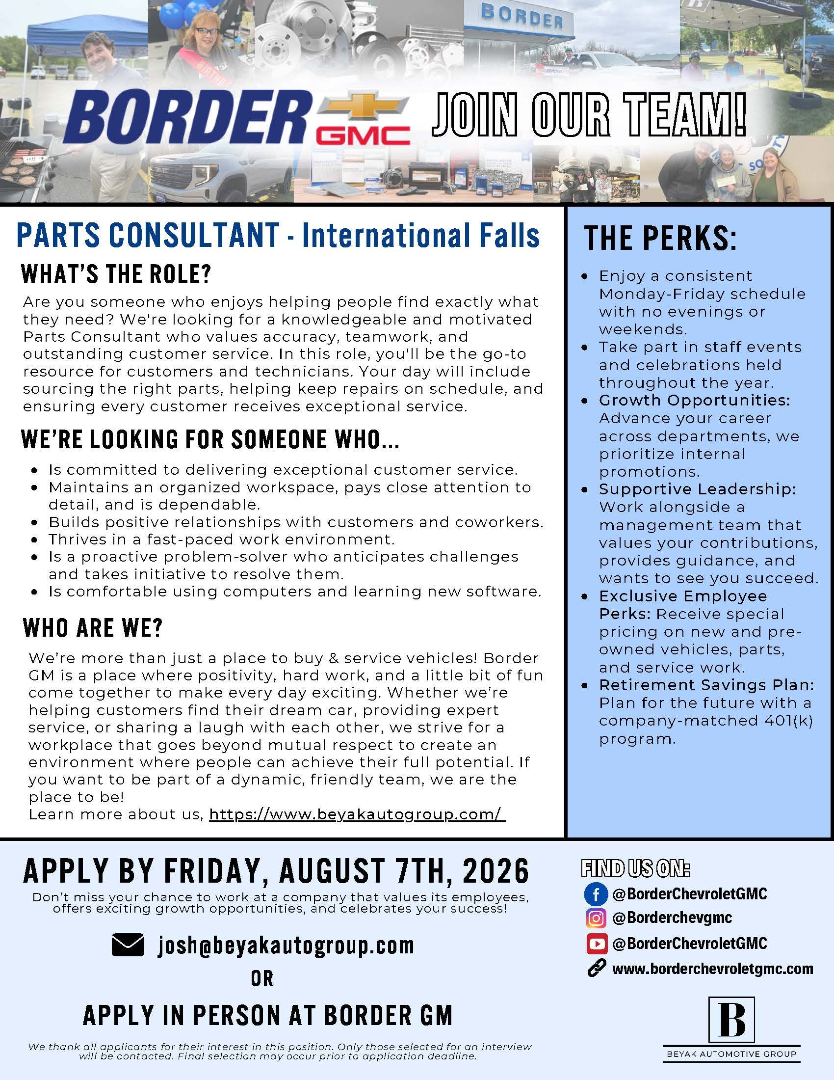 Parts Consultant Posting